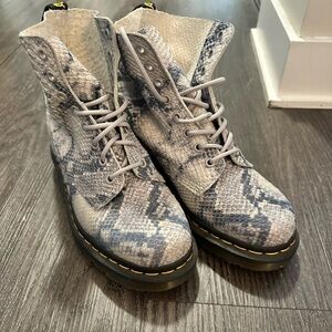 Doc Marten boots with snake skin pattern